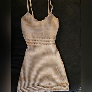 Cream crochet mini dress #crochetdress